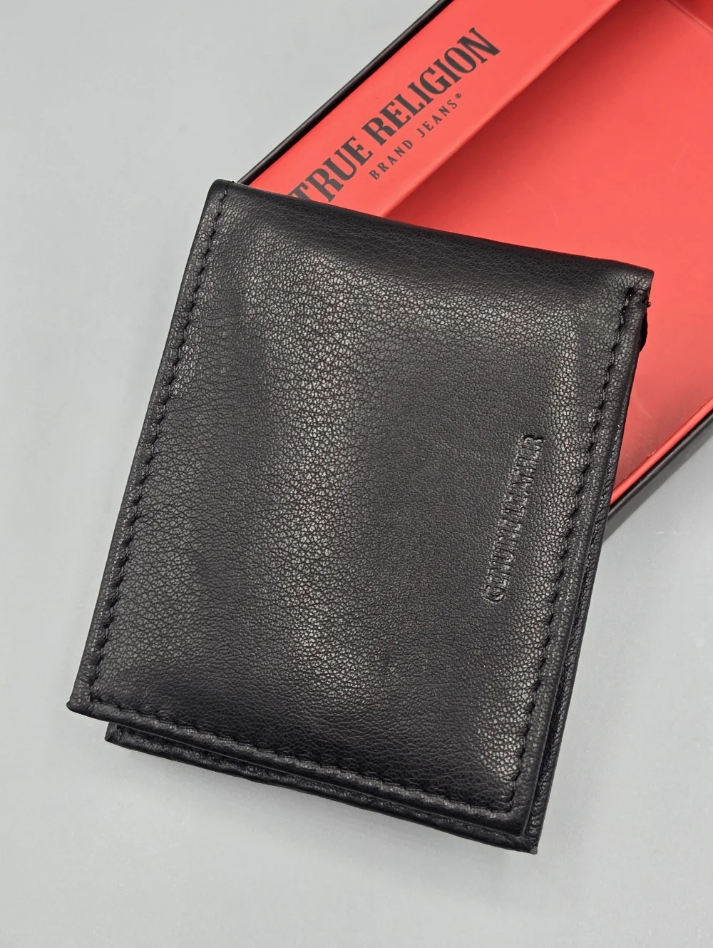 True Religion Men's Black Leather RFID Wallet